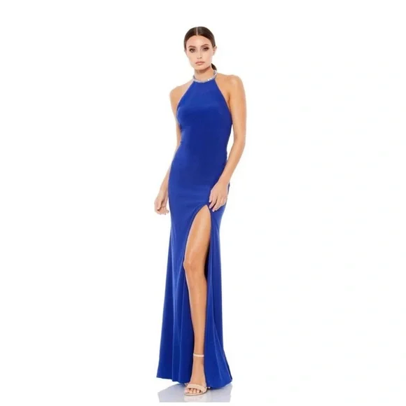 Mac Duggal Halter Neck Gown - Royal Silver (Grey) - 8